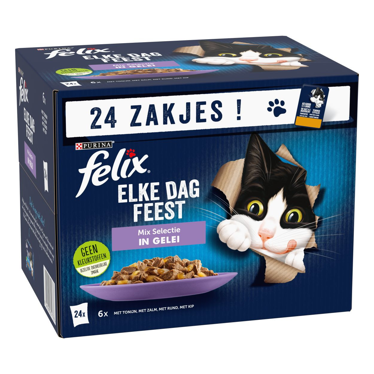 Felix Elke Dag Feest Mix Selectie in gelei kattenvoer (24 x 85 g)