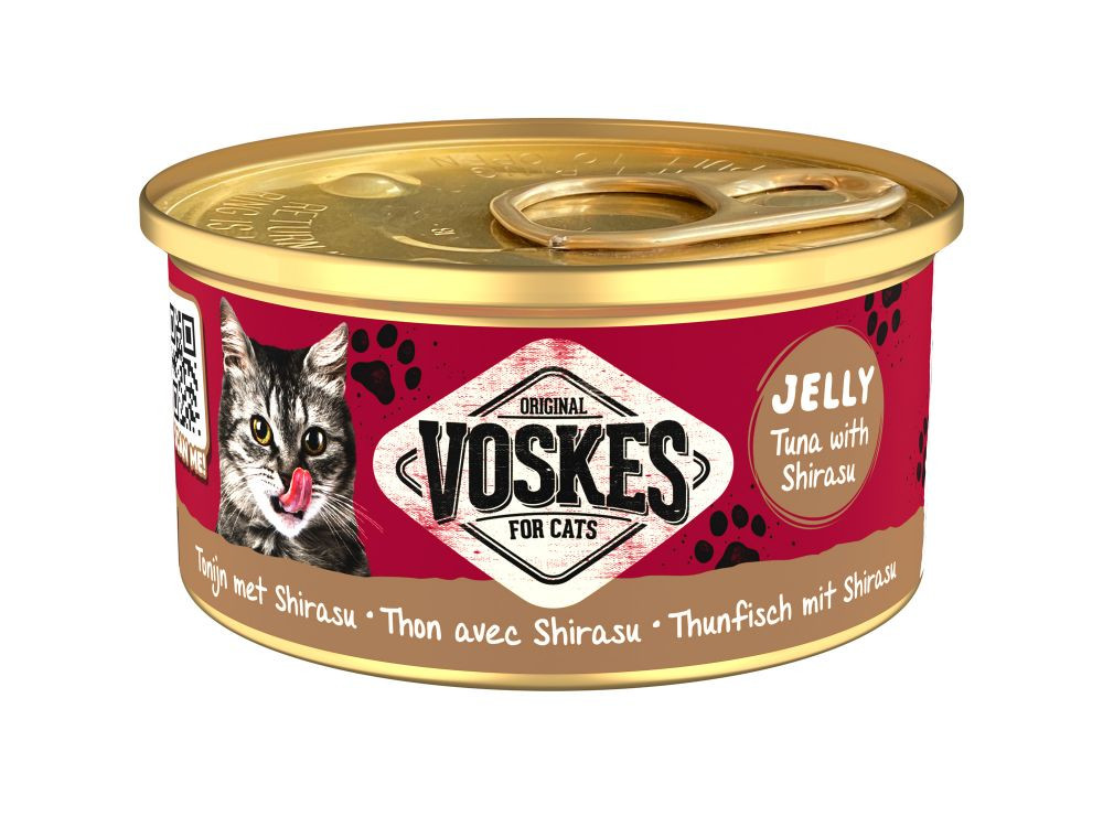 Voskes Jelly tonijn met Shirasu natvoer kat (24x85 g)