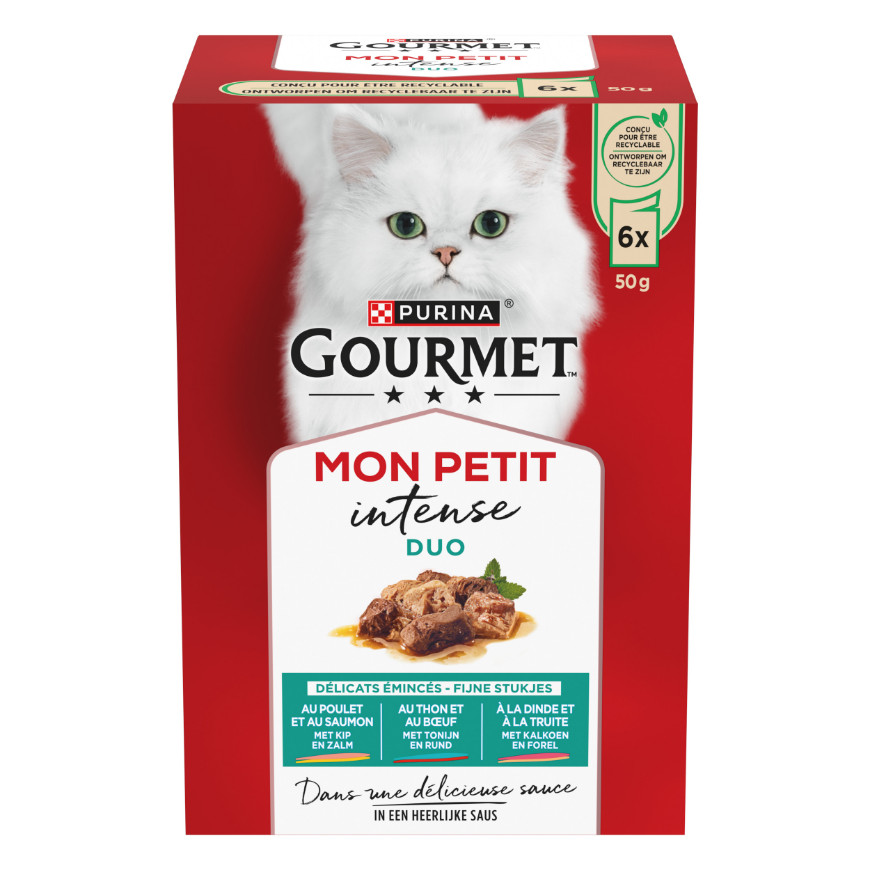 Gourmet Mon Petit Intense met vis & vlees natvoer kat