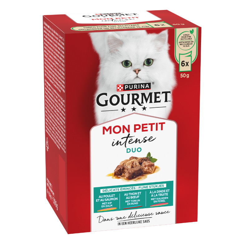 Gourmet Mon Petit Intense met vis & vlees natvoer kat