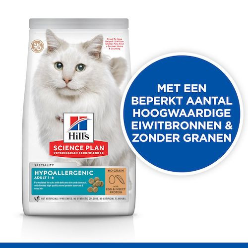 Hill's Adult Hypoallergenic met ei en insectproteine kattenvoer