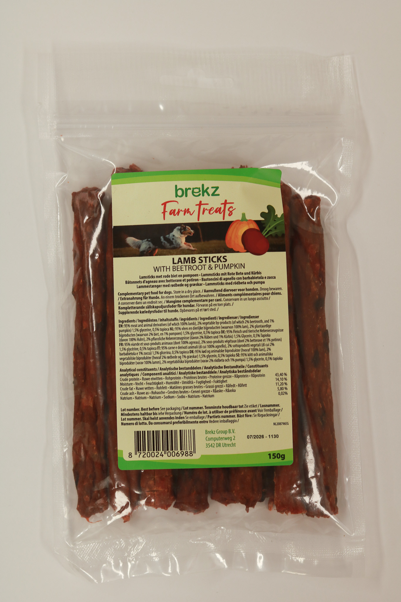 Brekz Farm Treats Lamsticks met rode biet en pompoen hondensnack