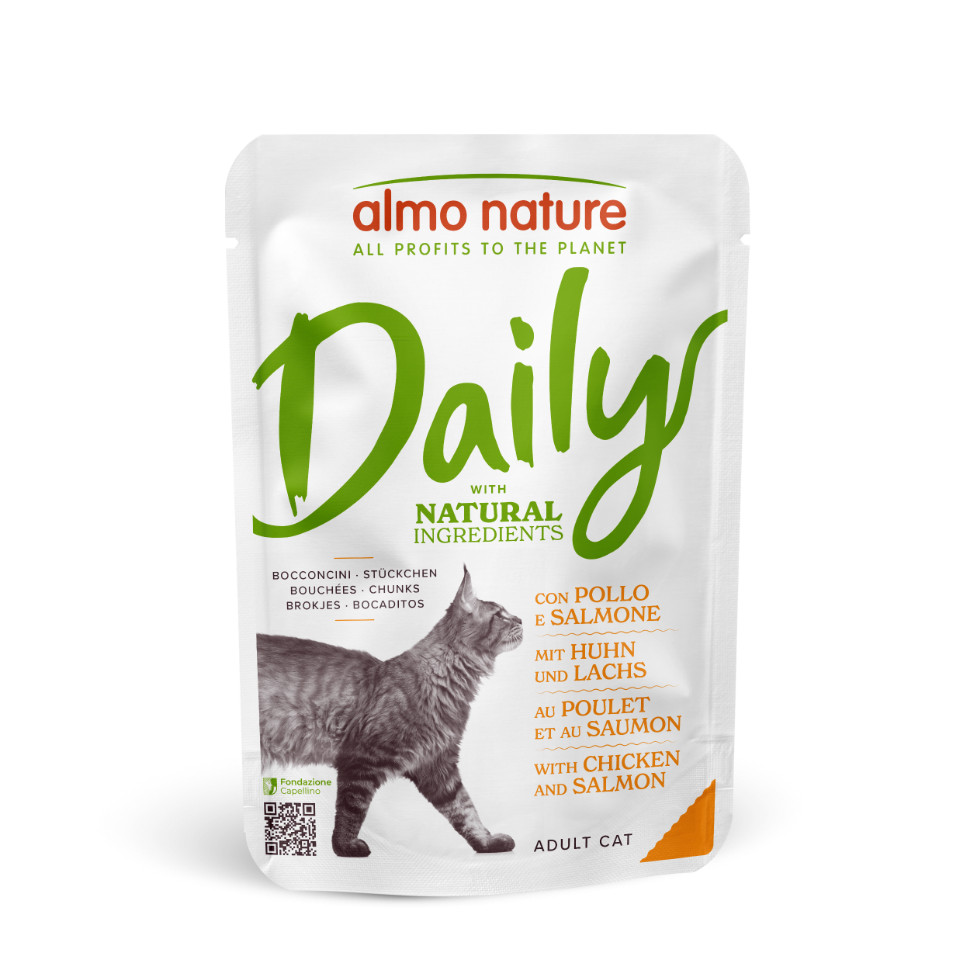 Almo Nature Daily met kip en zalm natvoer kat (70 g)