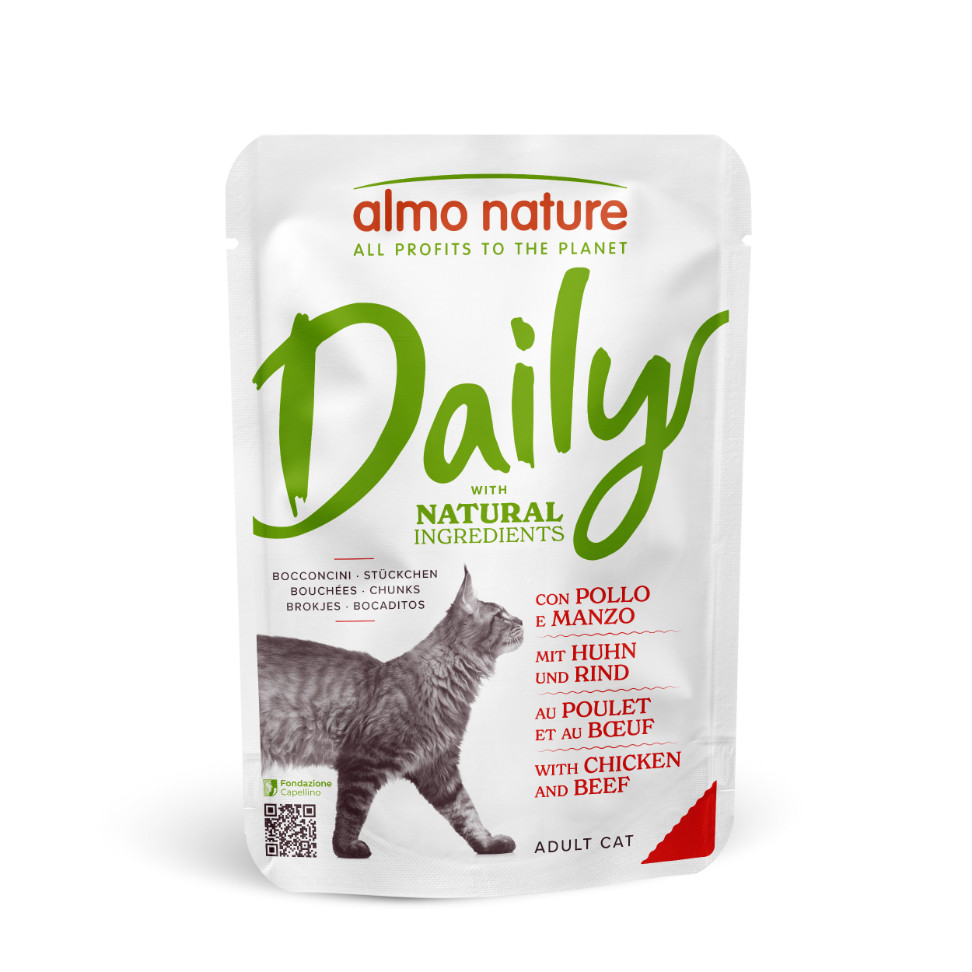 Almo Nature Daily met kip en rund natvoer kat (70 g)