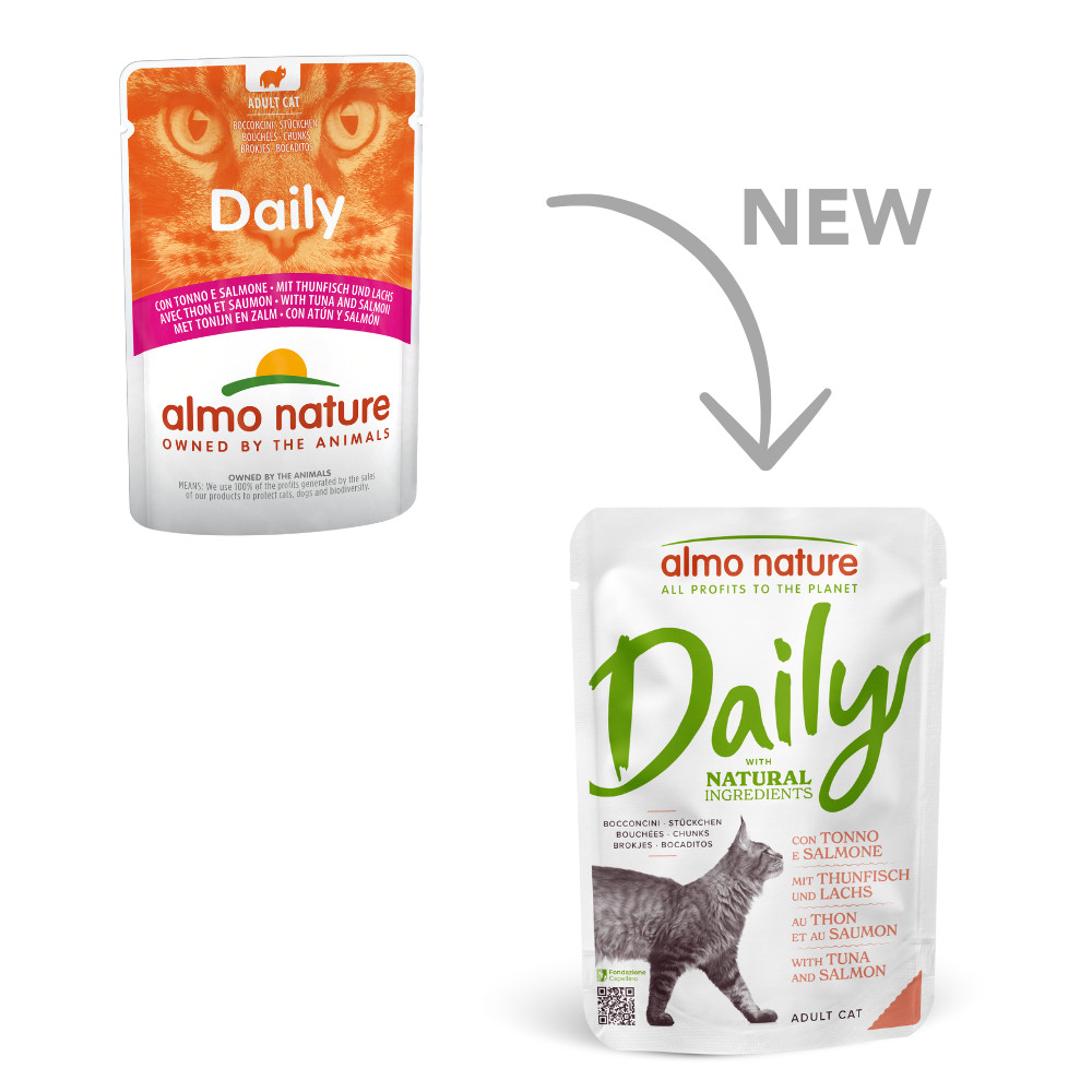 Almo Nature Daily met tonijn en zalm natvoer kat (70 g)