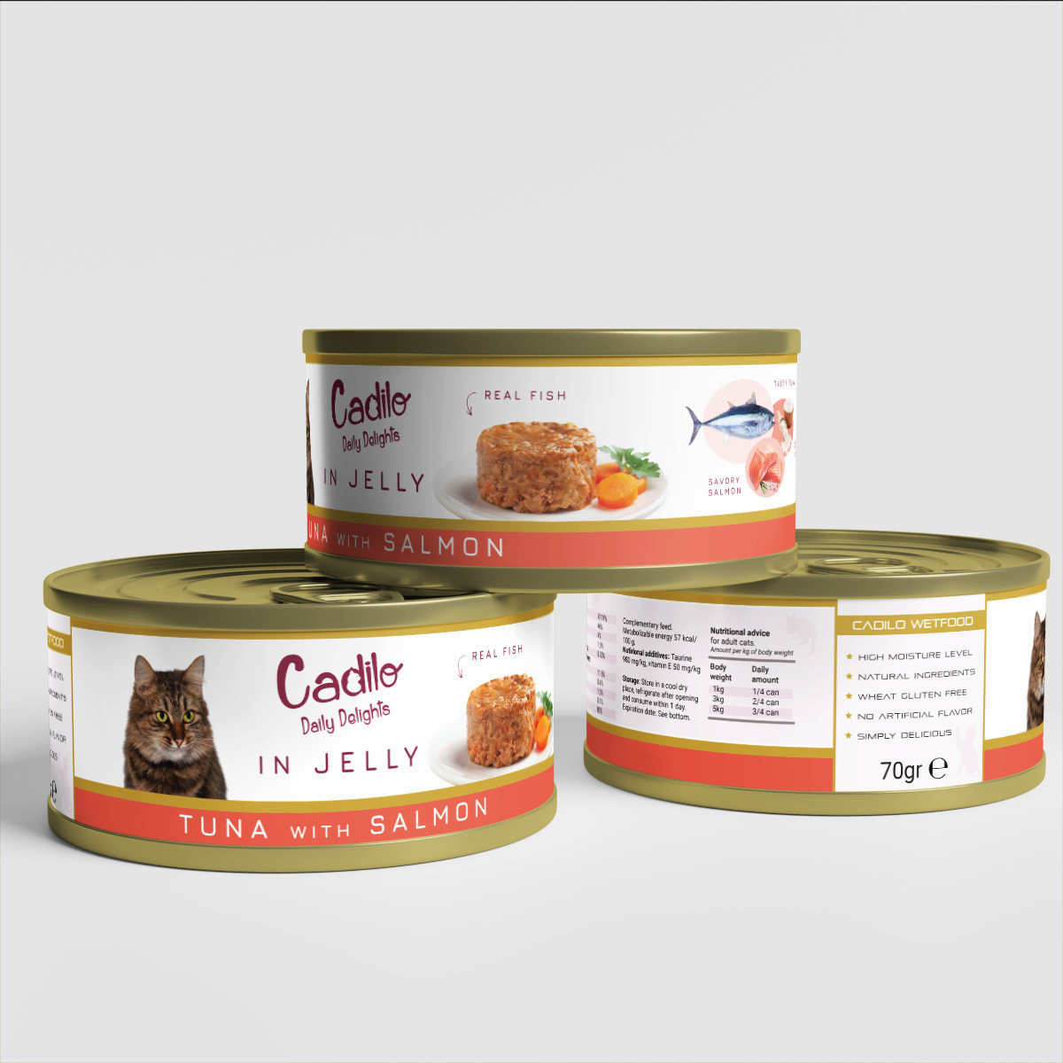 Cadilo tonijn met zalm in gelei natvoer kat (70 g)