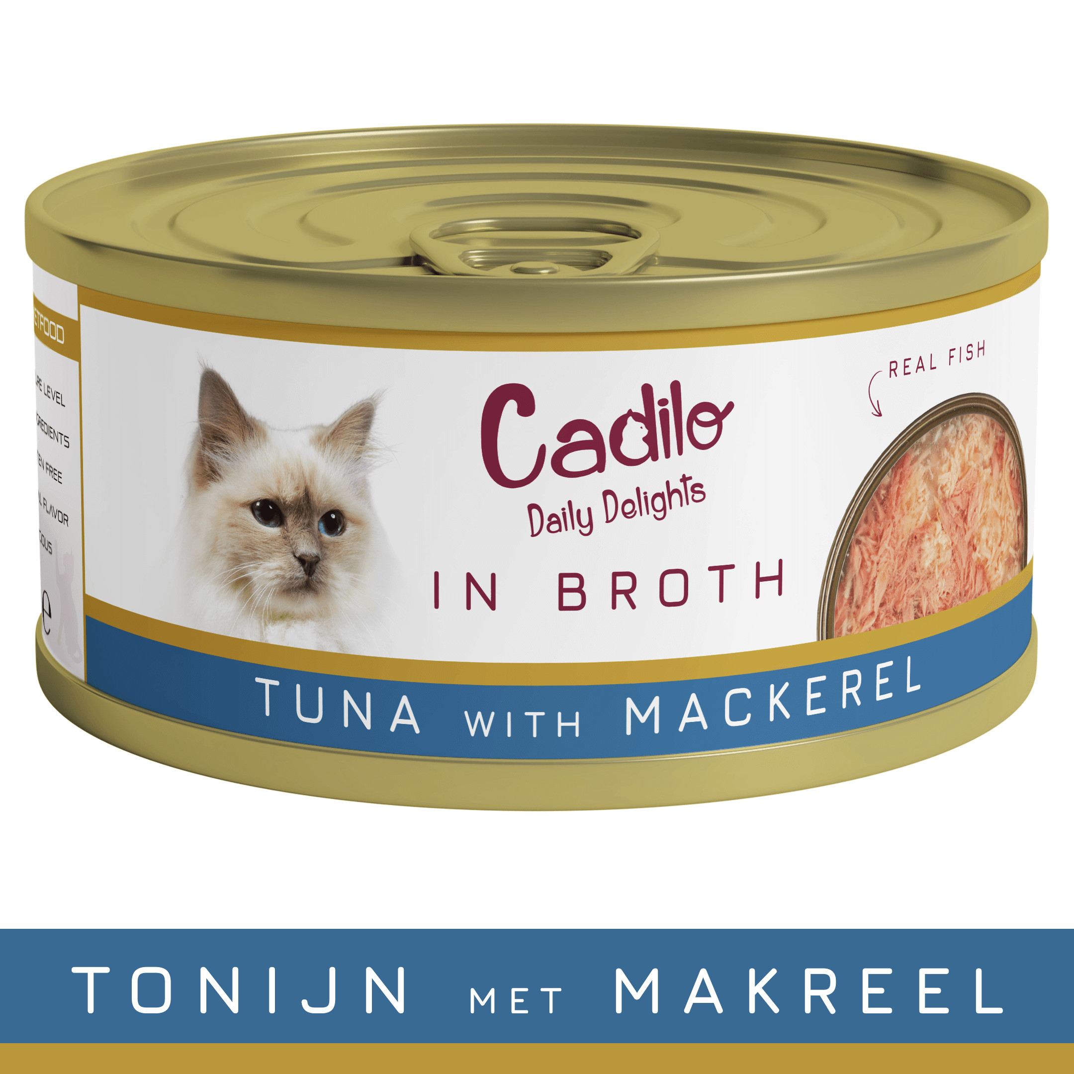 Cadilo tonijn met makreel in bouillon natvoer kat (70 g)