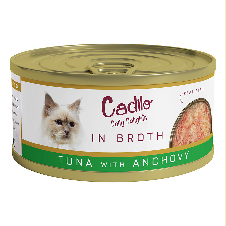 Cadilo tonijn met ansjovis in bouillon natvoer kat (70 g)