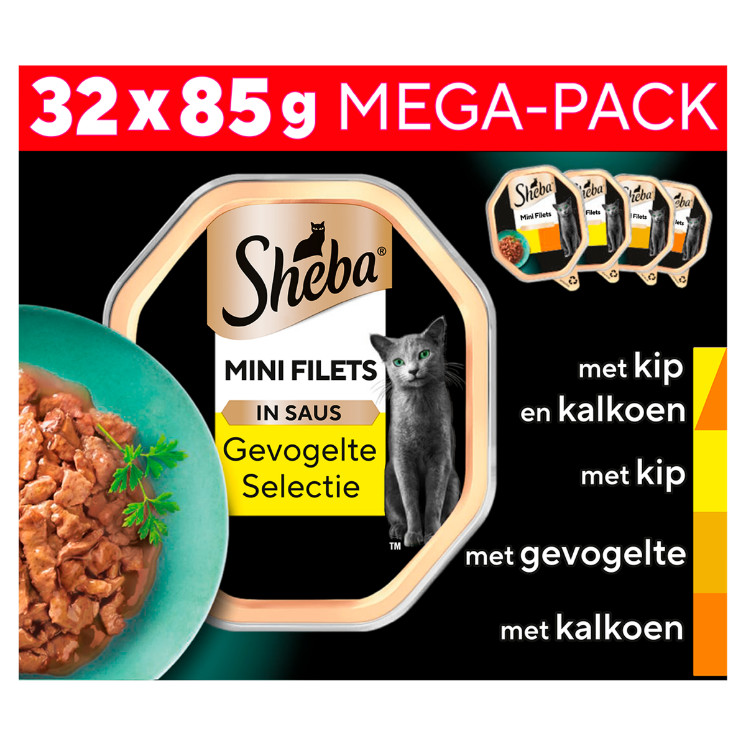 Sheba Mini Filets met gevogelte in saus multipack natvoer kat (85g)