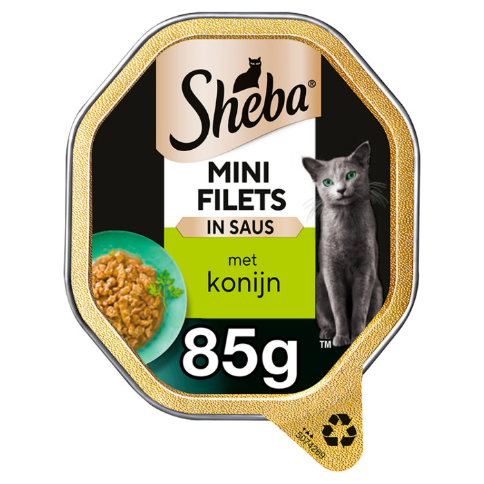 Sheba Mini Filets met konijn in saus natvoer kat (kuipjes 85 g)