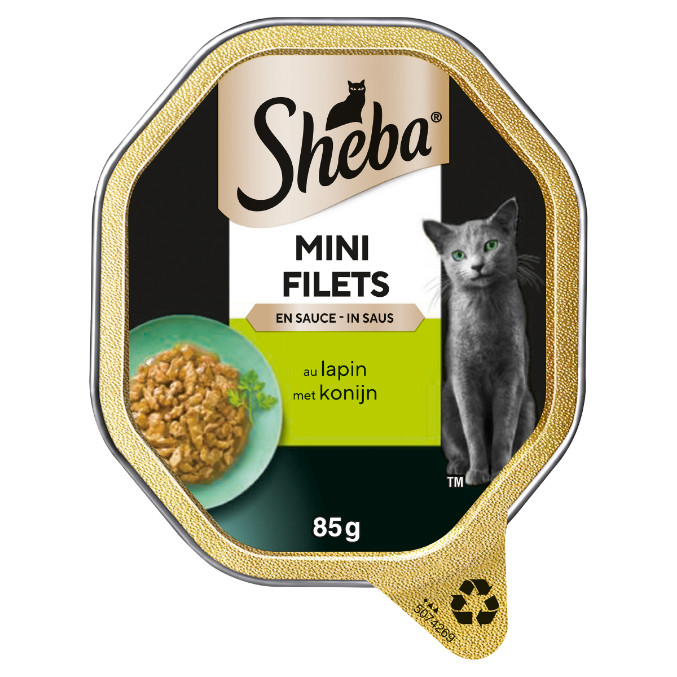 Sheba Mini Filets met konijn in saus natvoer kat (kuipjes 85 g)