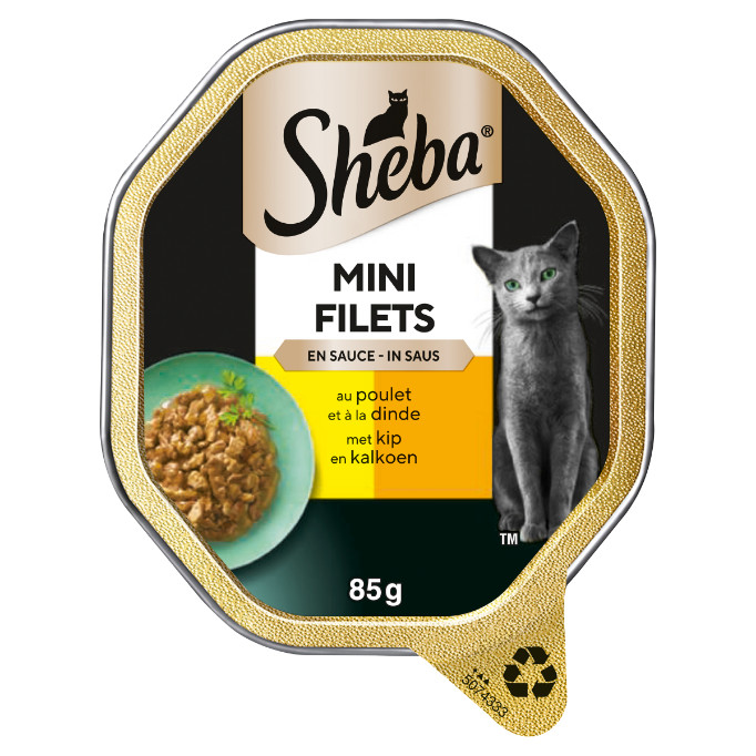 Sheba Mini Filets met kip en kalkoen in saus natvoer kat (kuipjes 85 g)