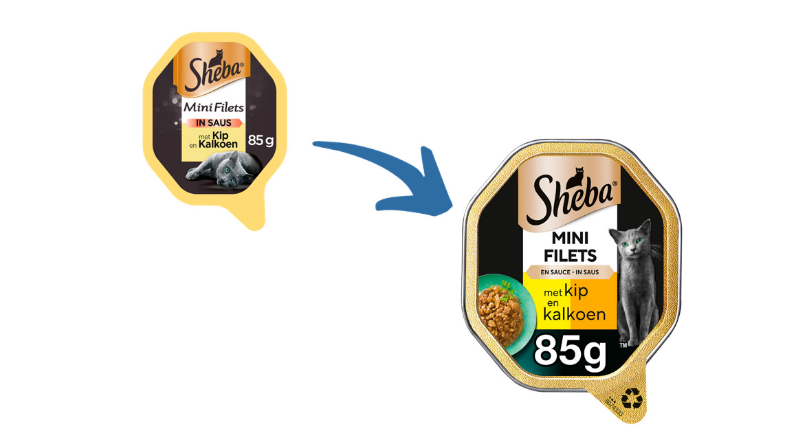 Sheba Mini Filets met kip en kalkoen in saus natvoer kat (kuipjes 85 g)