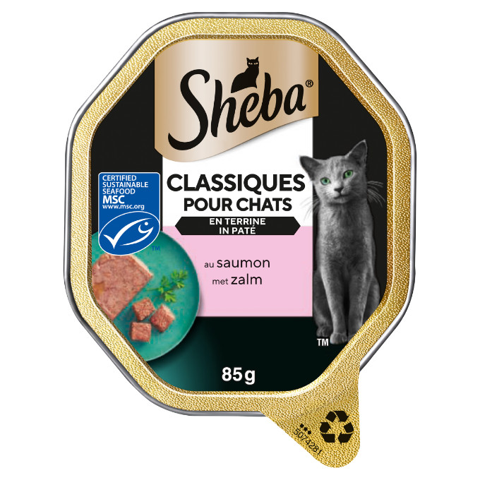 Sheba Classics paté met zalm natvoer kat (kuipjes 85 g)