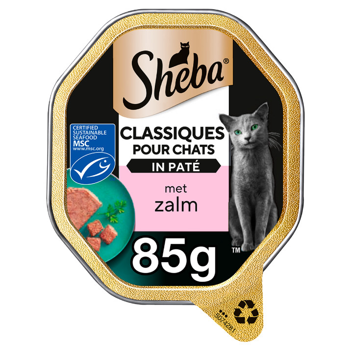 Sheba Classics paté met zalm natvoer kat (kuipjes 85 g)