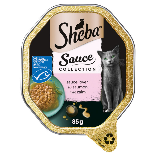 Sheba Sauce Lover met zalm natvoer kat (kuipjes 85 g)