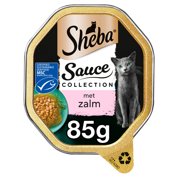 Sheba Sauce Lover met zalm natvoer kat (kuipjes 85 g)