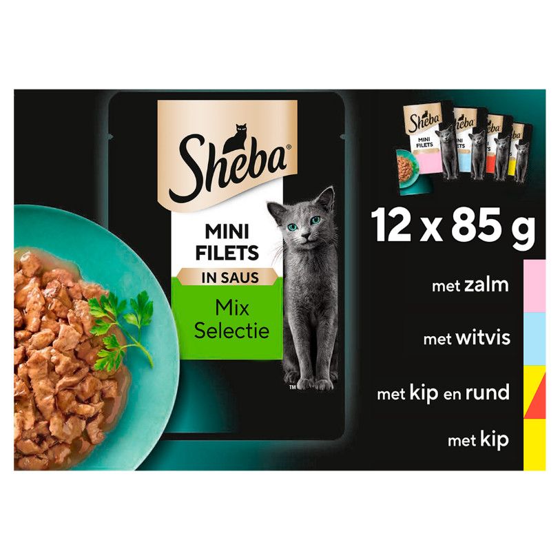 Sheba Mini Filets Selectie van de Chef in saus natvoer kat (zakjes 85 g)