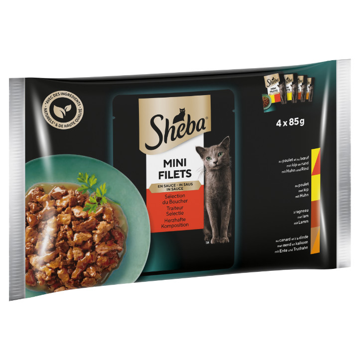 Sheba Mini Filets Traiteur Selectie in saus natvoer kat (zakjes 85 g)