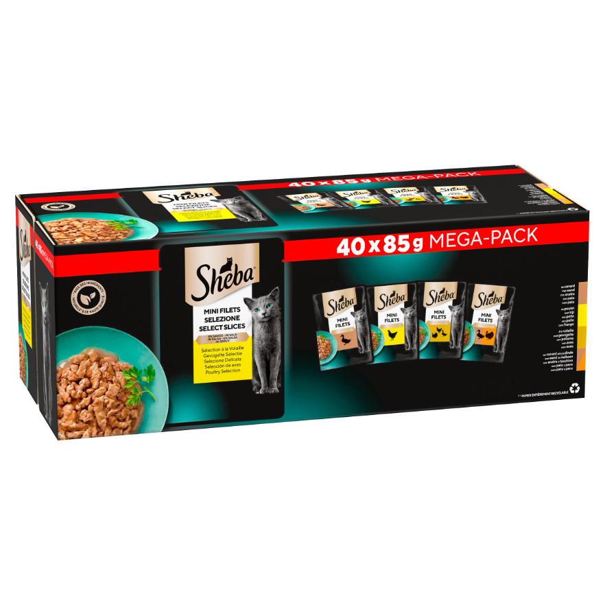 Sheba Mini Filets met gevogelte in saus multipack natvoer kat (85g)